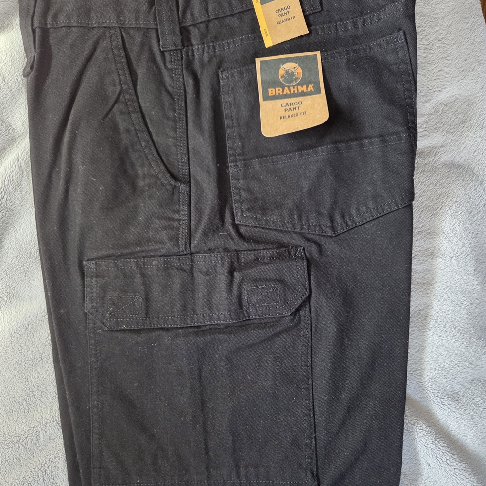 Brahma Black Men's Cargo Pants with Utility Pockets - Picture 2 of 3